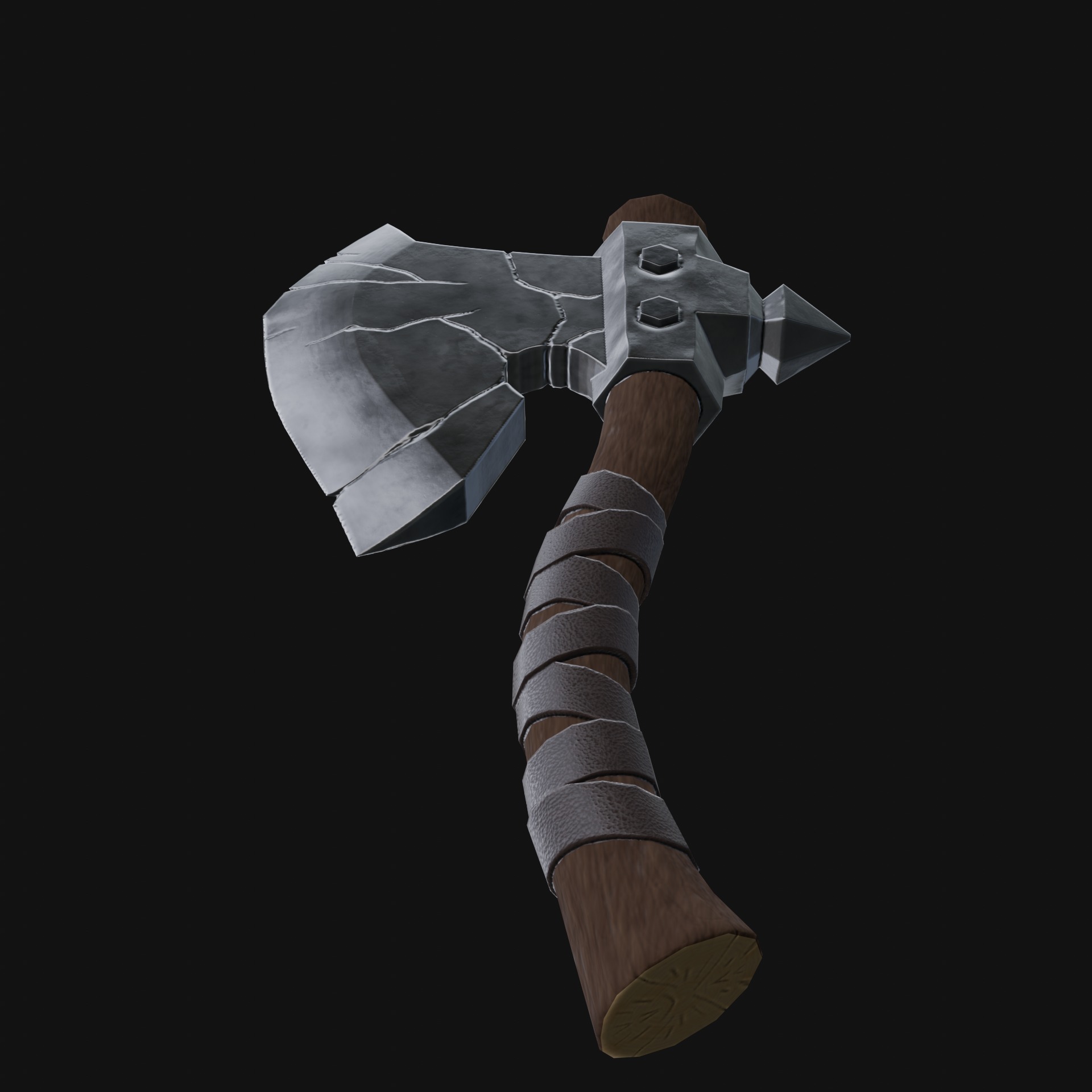 Stylized battle axe PBR low-poly game ready Low-poly 3D model_4