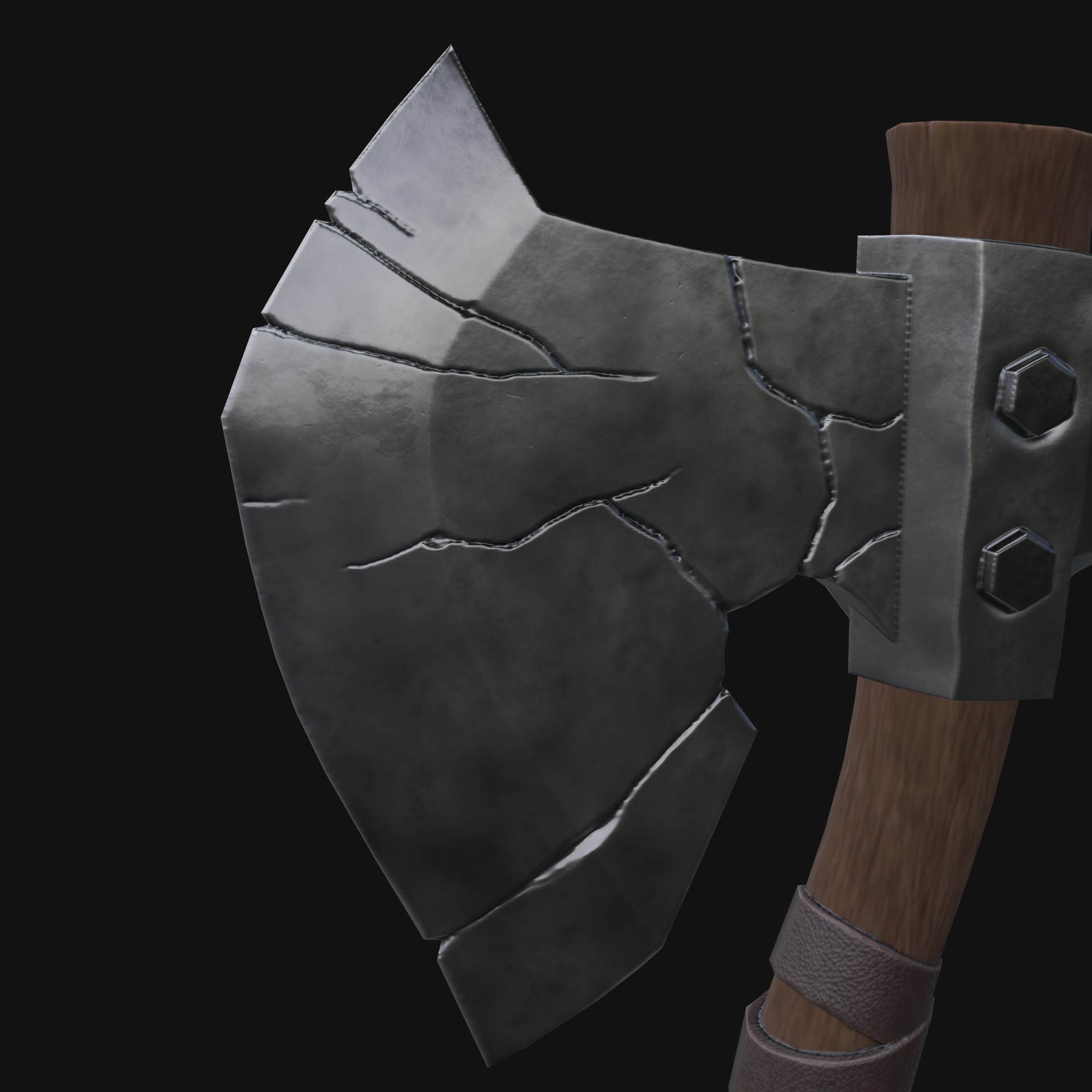 Stylized battle axe PBR low-poly game ready Low-poly 3D model_1