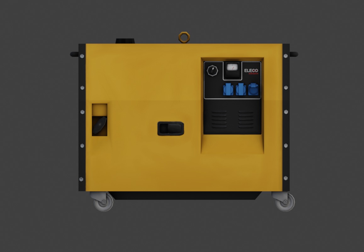 Small Diesel Power Generator Low-poly 3D model_1