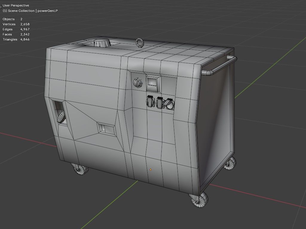 Small Diesel Power Generator Low-poly 3D model_3