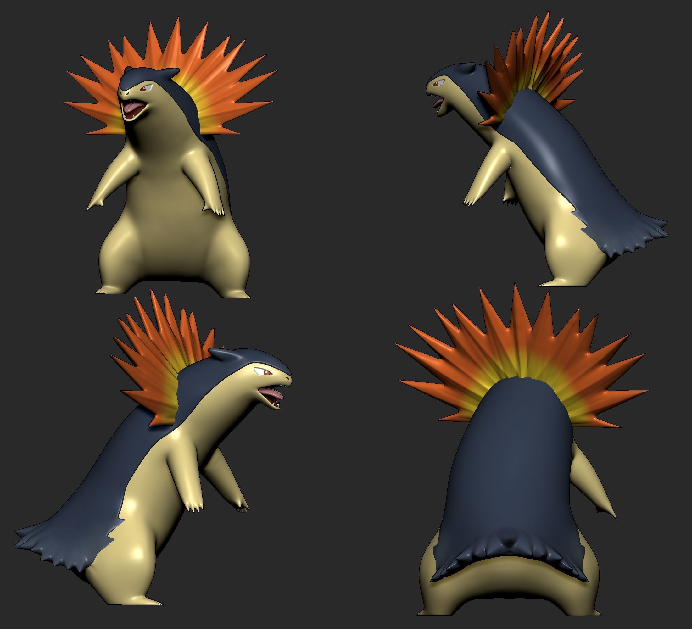 Pokemon - Cyndaquil Quilava and Typhlosion  3D print model_18