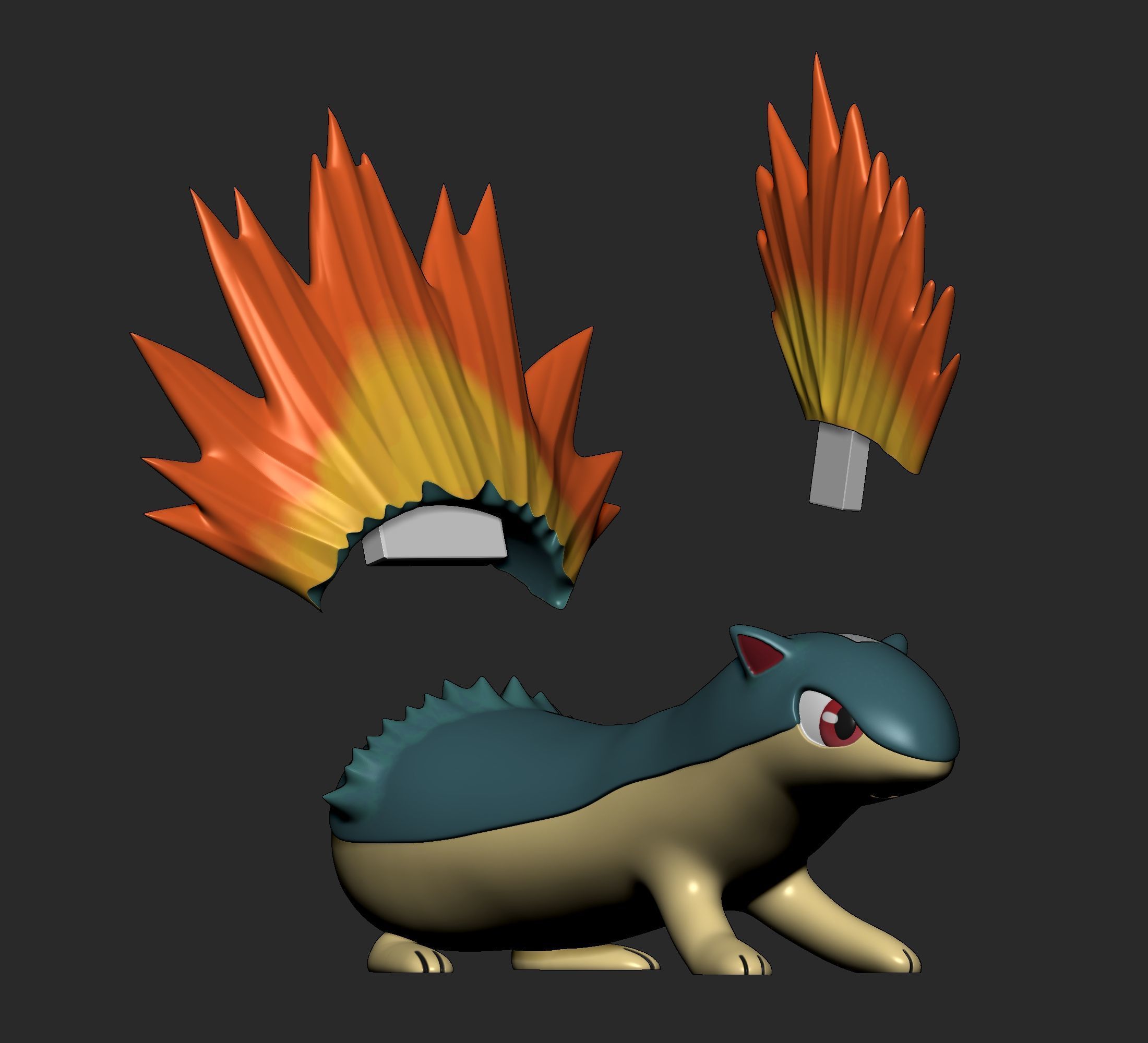 Pokemon - Cyndaquil Quilava and Typhlosion  3D print model_12