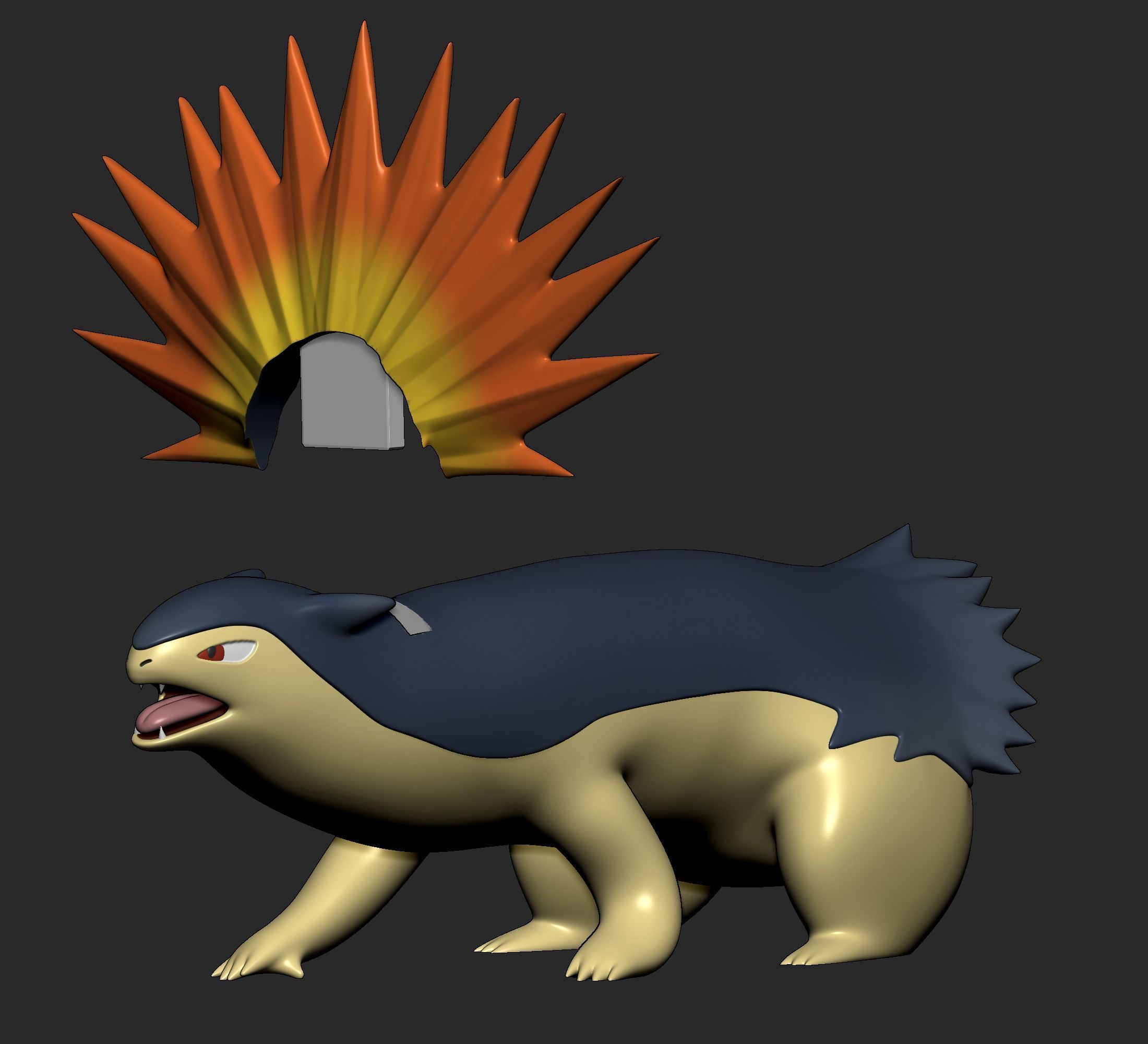 Pokemon - Cyndaquil Quilava and Typhlosion  3D print model_17