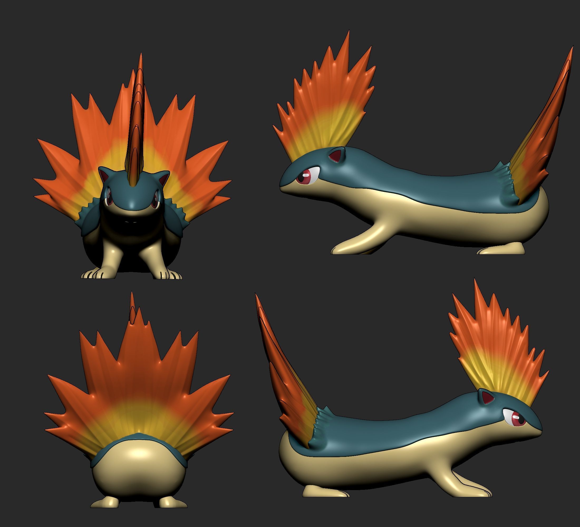 Pokemon - Cyndaquil Quilava and Typhlosion  3D print model_11