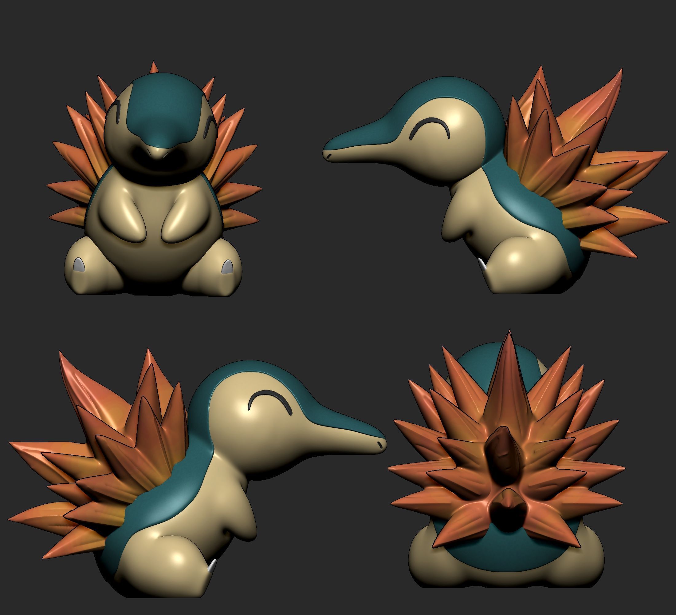 Pokemon - Cyndaquil Quilava and Typhlosion  3D print model_4