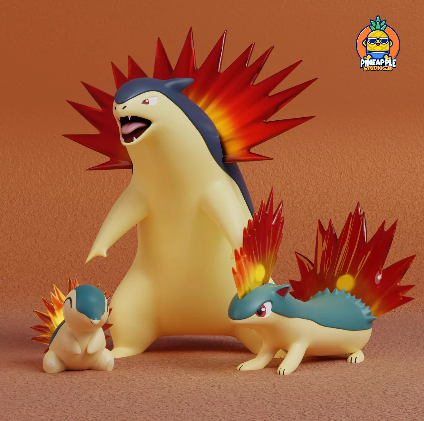 Pokemon - Cyndaquil Quilava and Typhlosion  3D print model_0