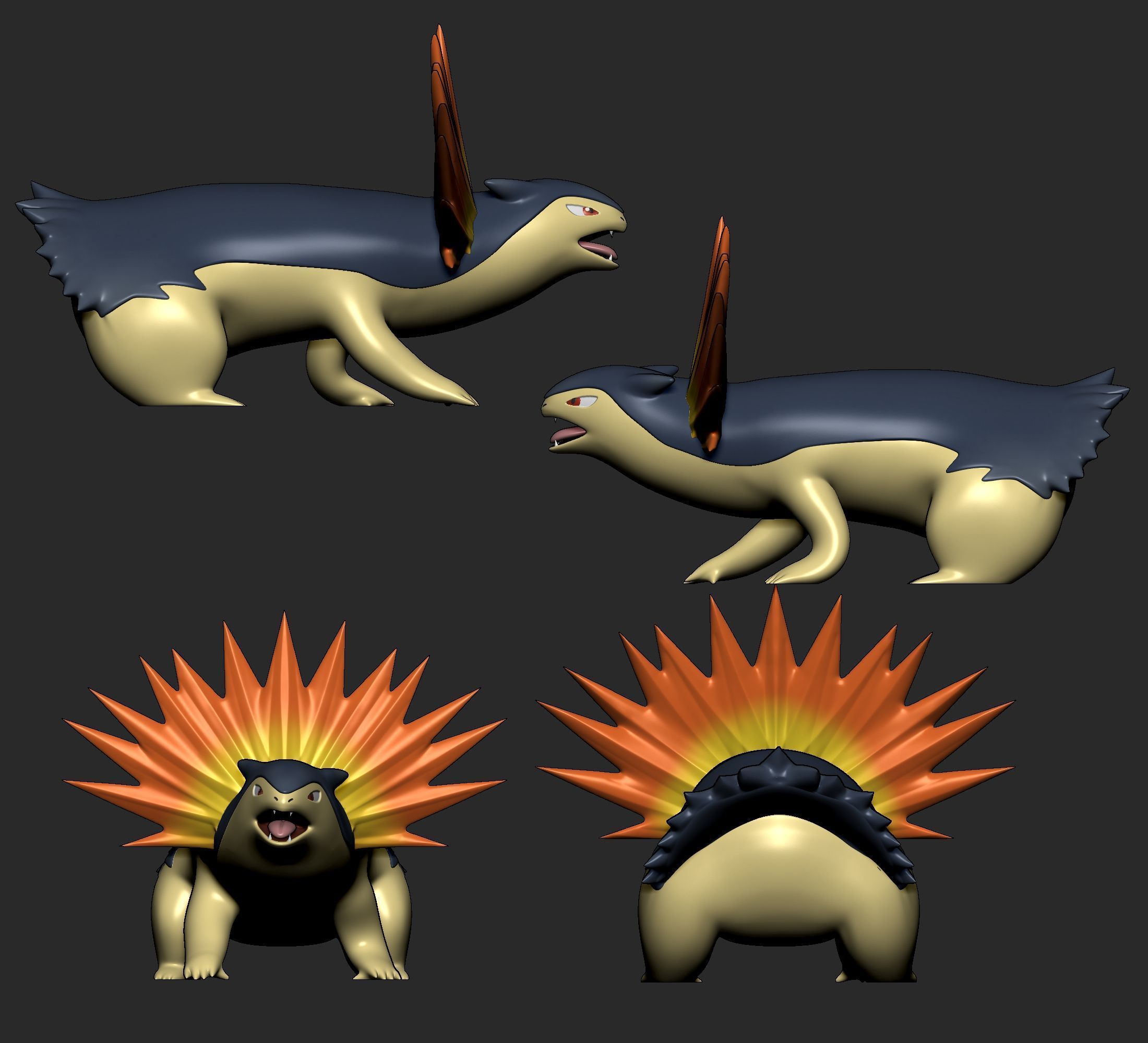 Pokemon - Cyndaquil Quilava and Typhlosion  3D print model_21