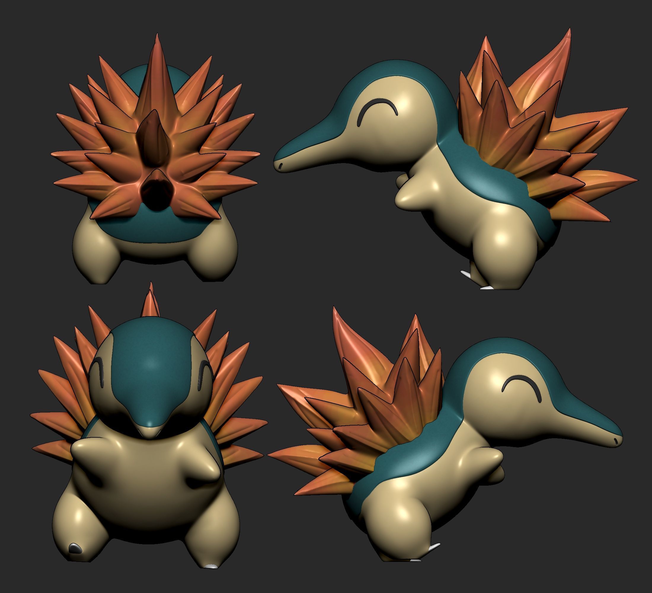 Pokemon - Cyndaquil Quilava and Typhlosion  3D print model_7