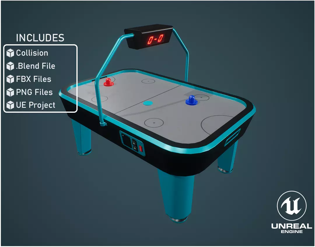 Air Hockey Machine Low-poly 3D model_0