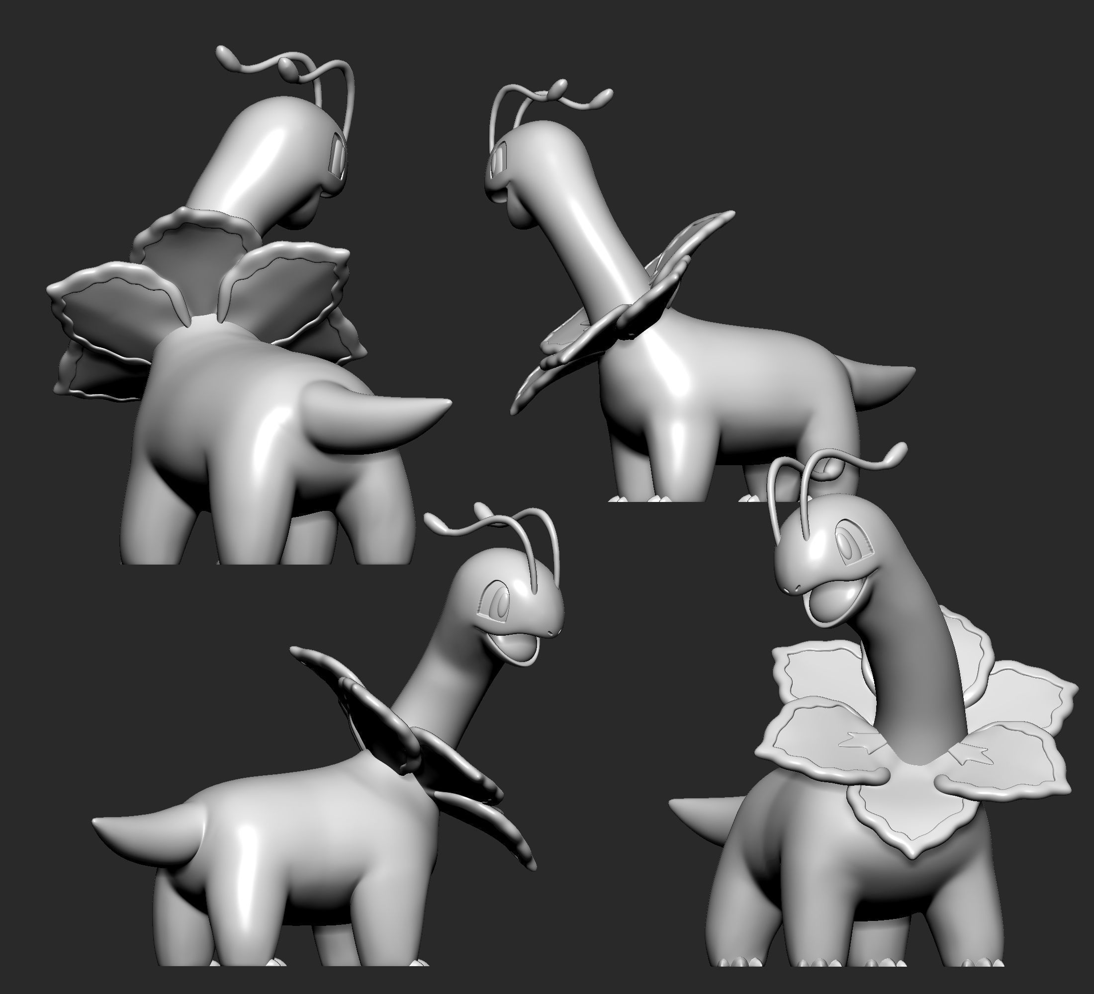 Pokemon - Meganium with 2 poses 3D print model_3