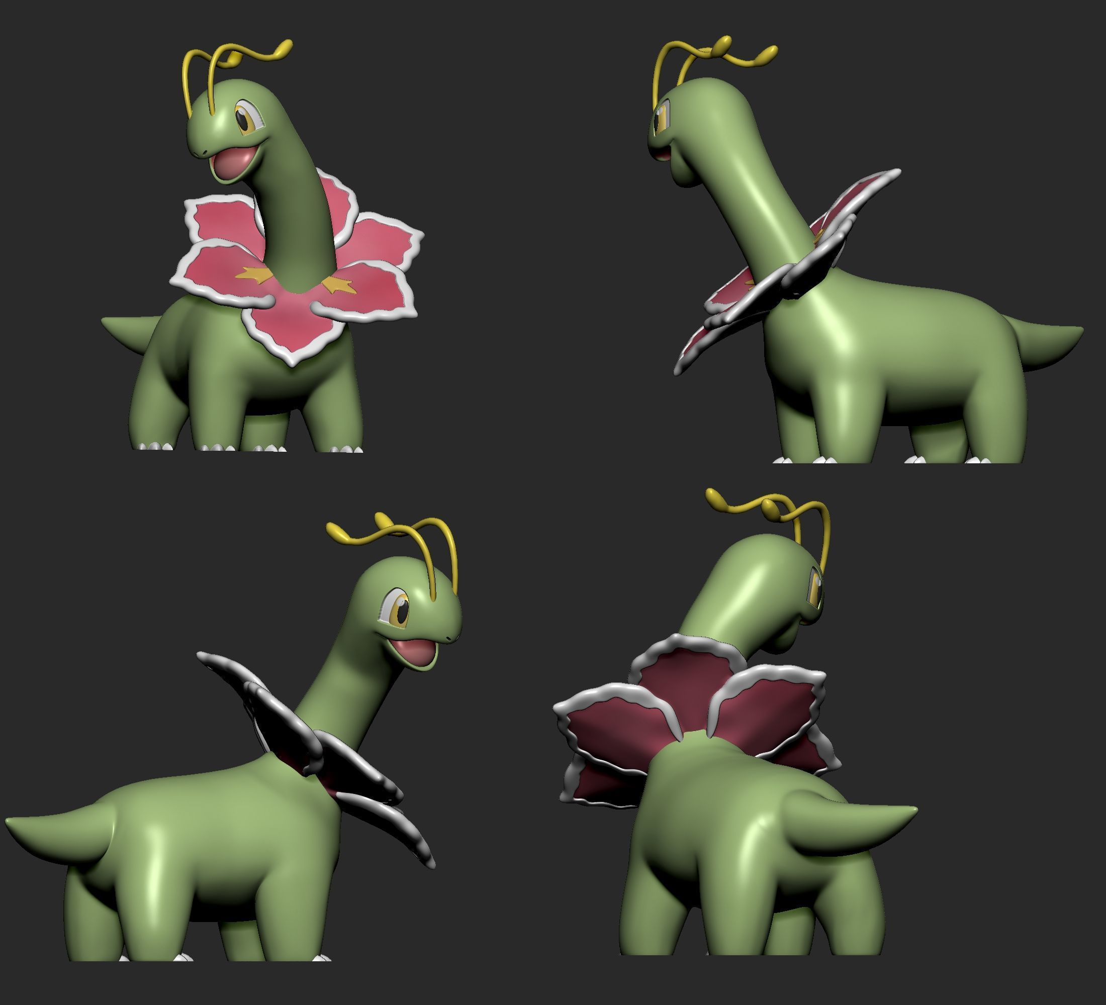 Pokemon - Meganium with 2 poses 3D print model_4