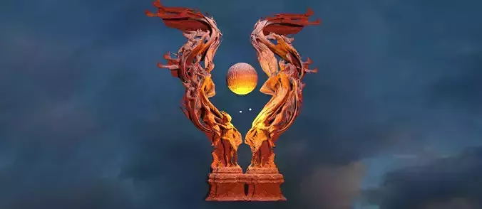 Dantes Inferno Great Dance sculpture Low-poly 3D model