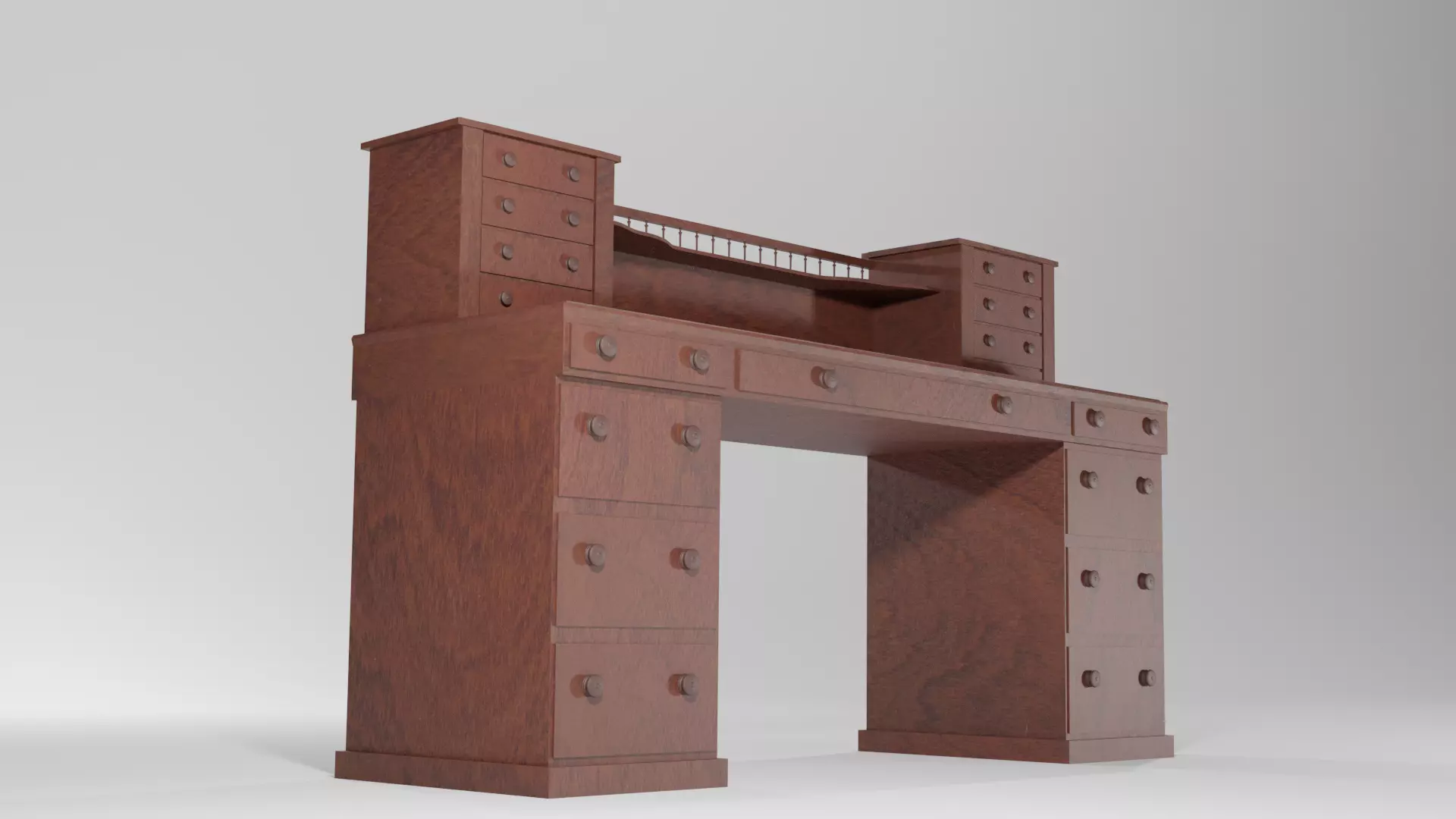 Antique Desk Low-poly 3D model_0