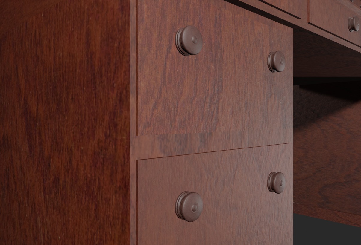 Antique Desk Low-poly 3D model_5