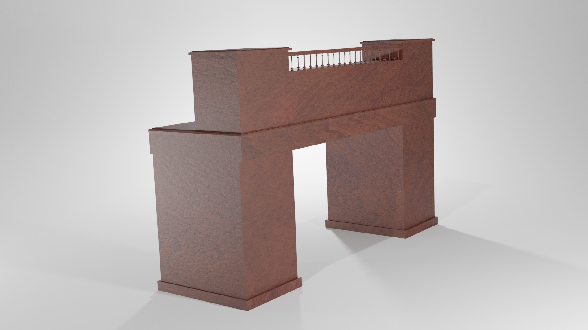 Antique Desk Low-poly 3D model_4