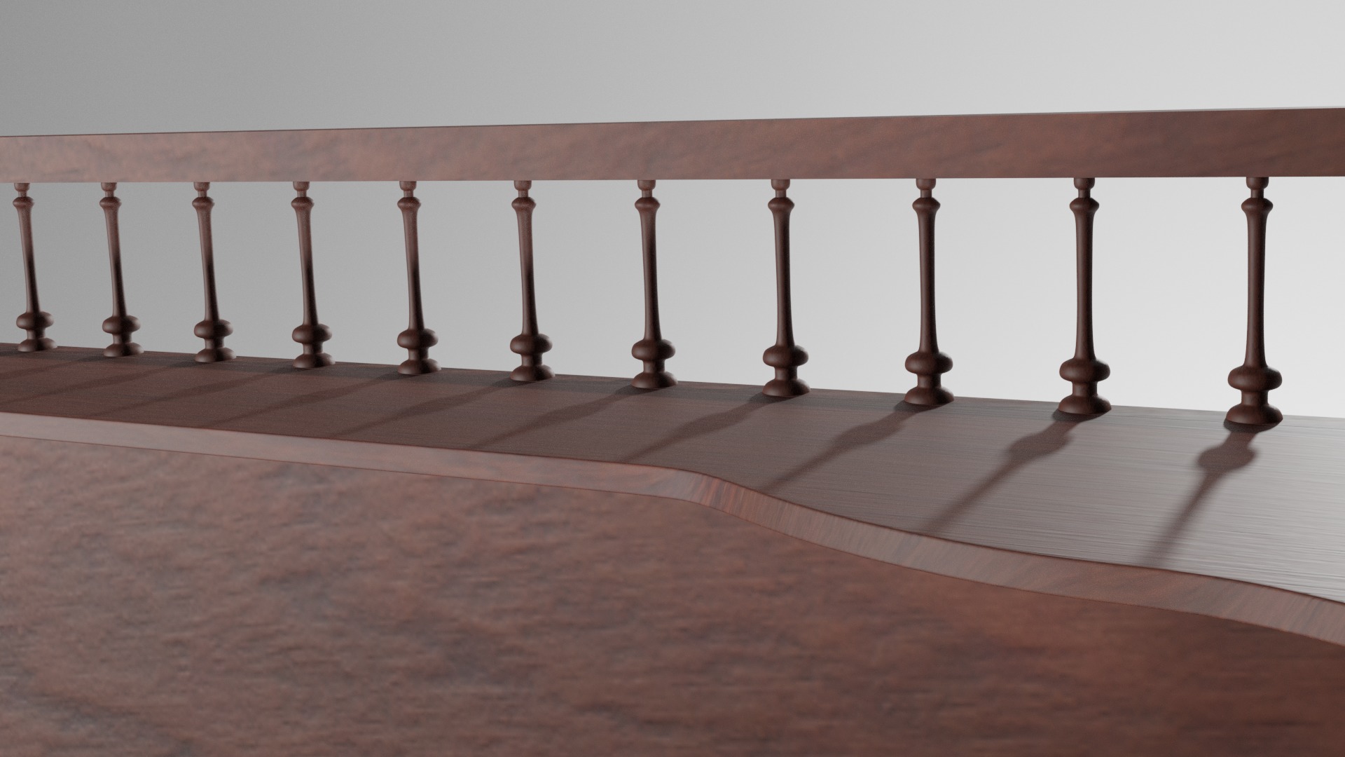 Antique Desk Low-poly 3D model_3