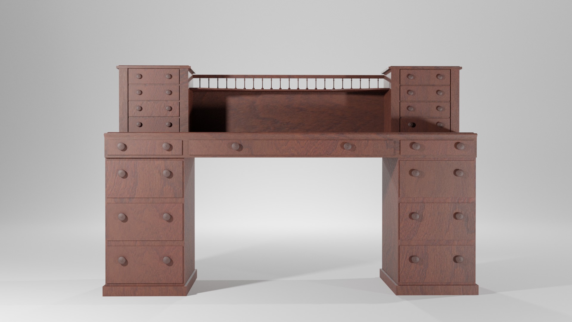 Antique Desk Low-poly 3D model_1
