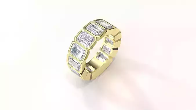 Bezel set 1ct Emerald cut diamond Ring 