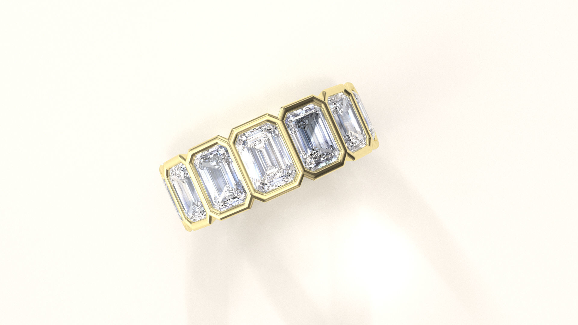 Bezel set 1ct Emerald cut diamond Ring  3D print model_1