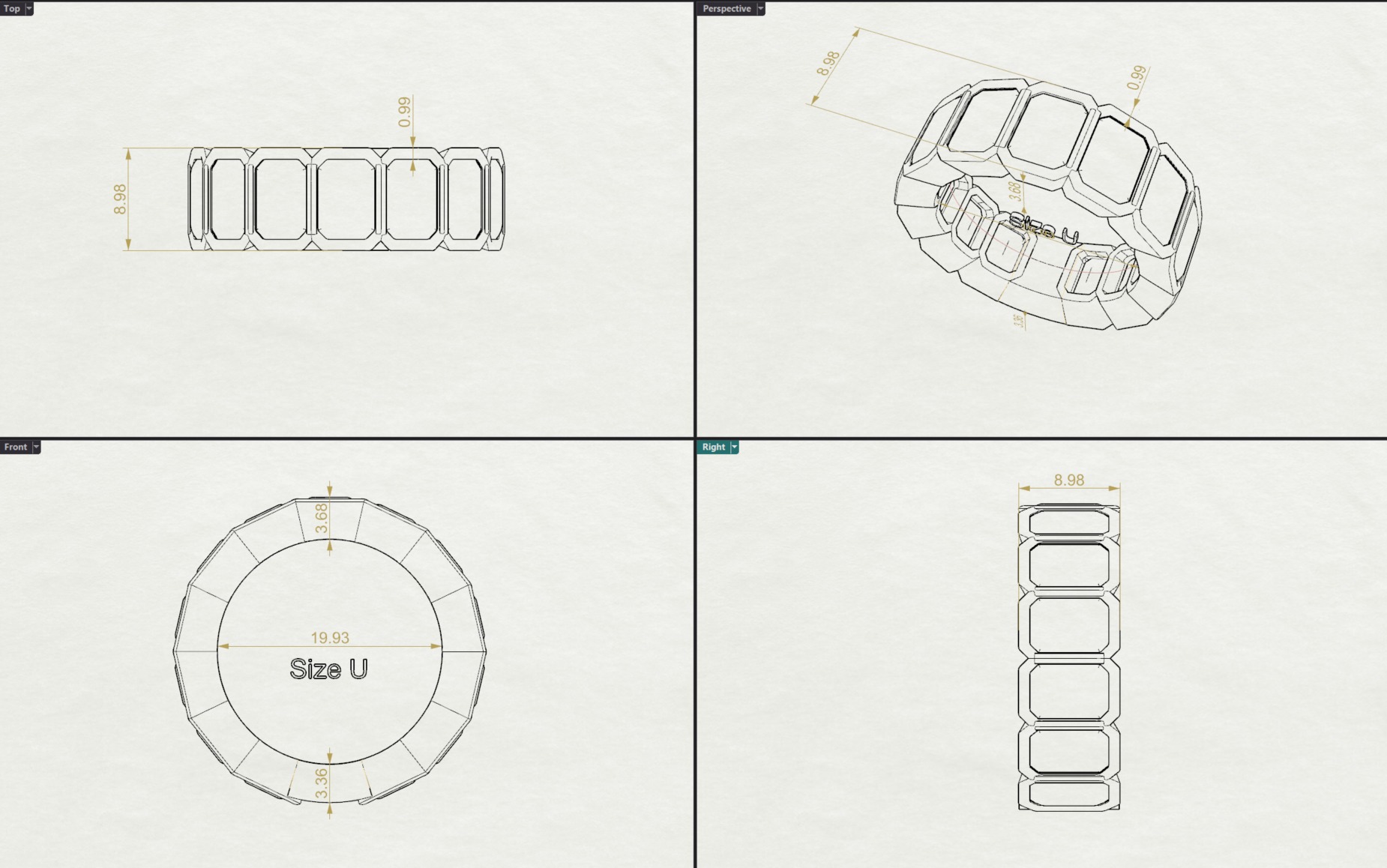 Bezel set 1ct Emerald cut diamond Ring  3D print model_2