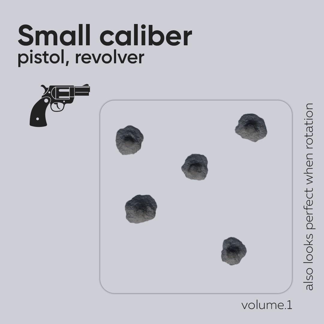 15 Bullet Hole Decals Pack on Concrete Wall 1 Texture_2