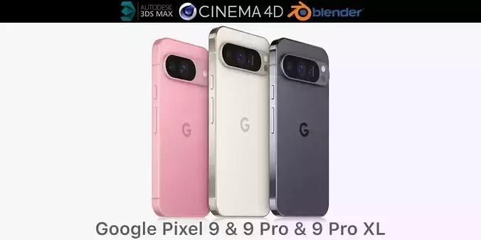 Google Pixel 9 and 9 Pro and 9 Pro XL 3D model