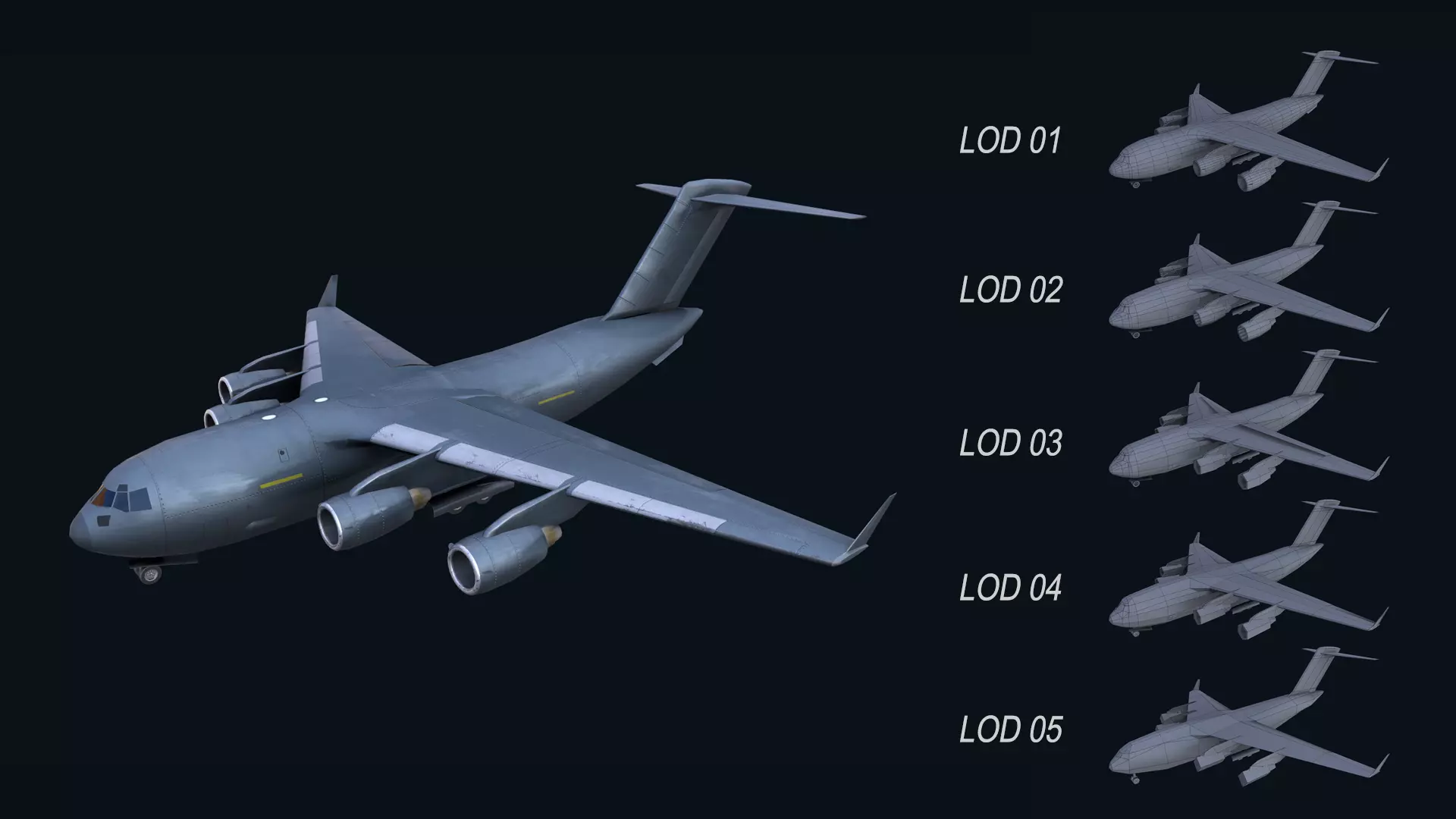 Asset - Army - C17 Globemaster III 3D MODEL REALISTIC Low-poly 3D model_0