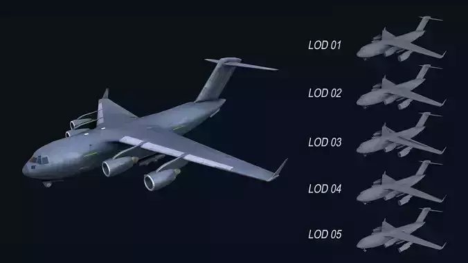 Asset - Army - C17 Globemaster III 3D MODEL REALISTIC Low-poly 3D model