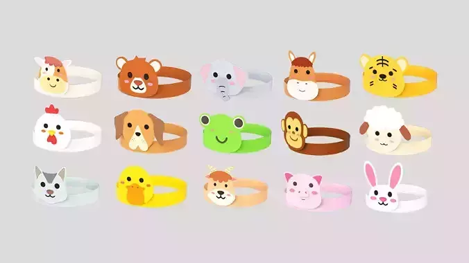 Paper Animal Headband 3D Model Pack 01