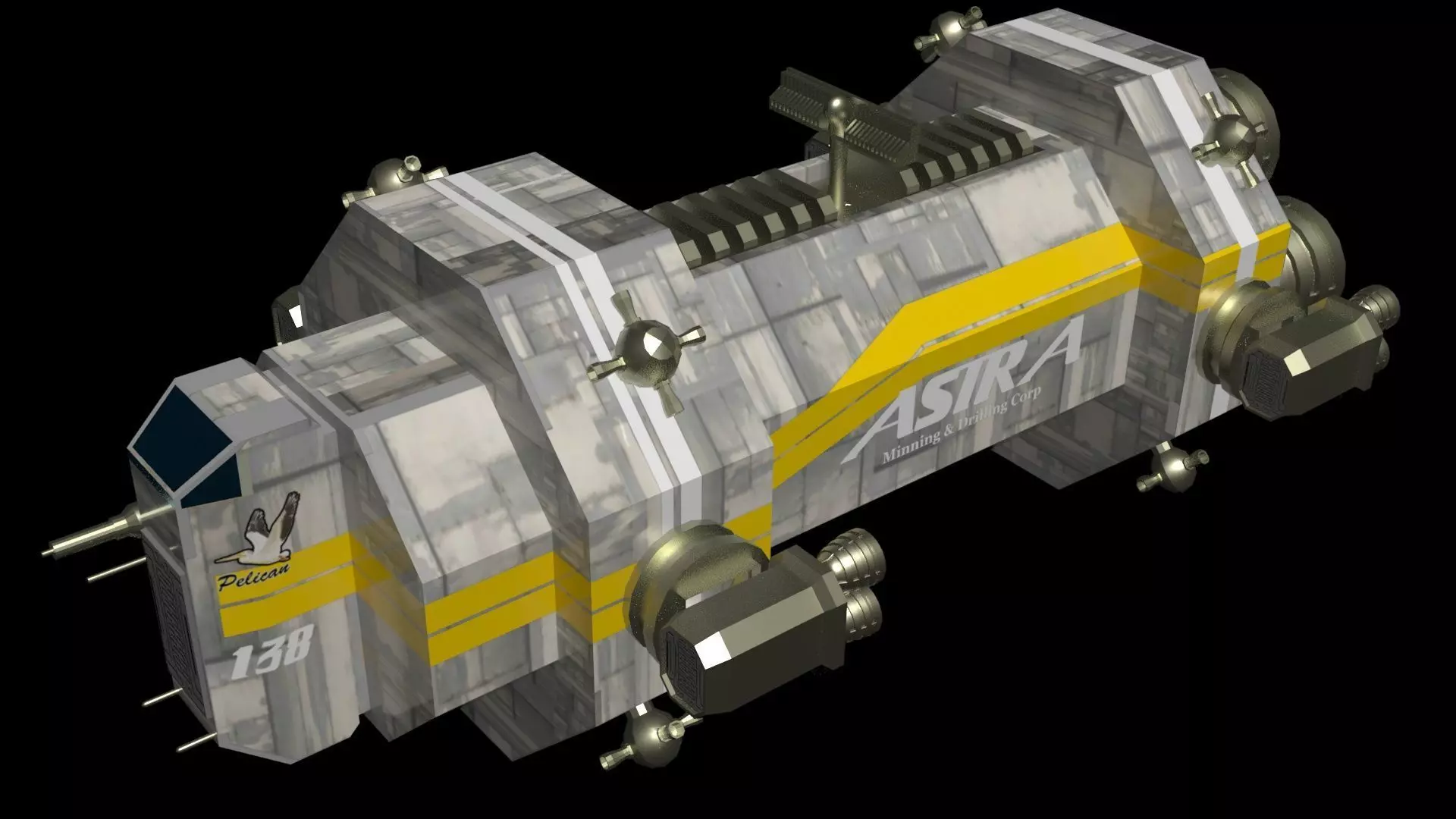 Space Freighter - Medium class range Low-poly 3D model_0