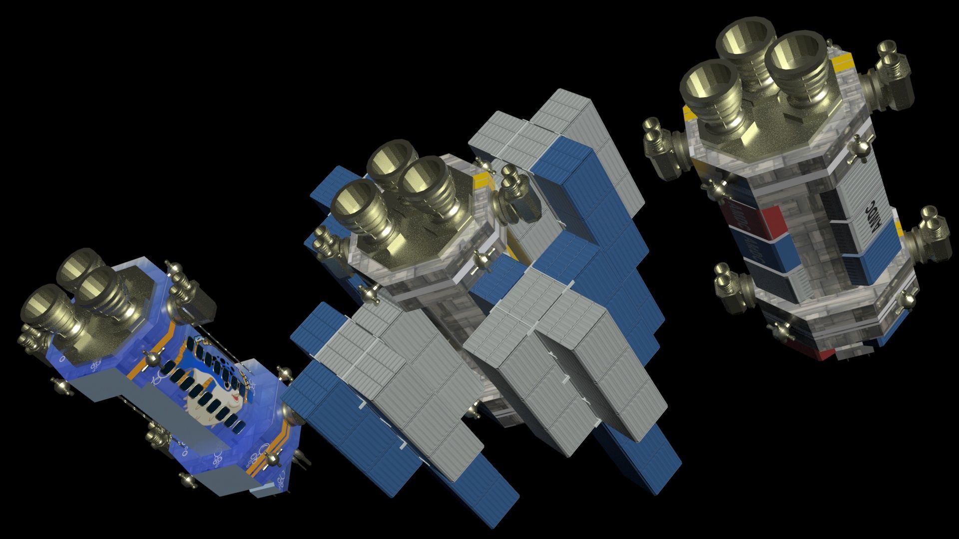 Space Freighter - Medium class range Low-poly 3D model_6
