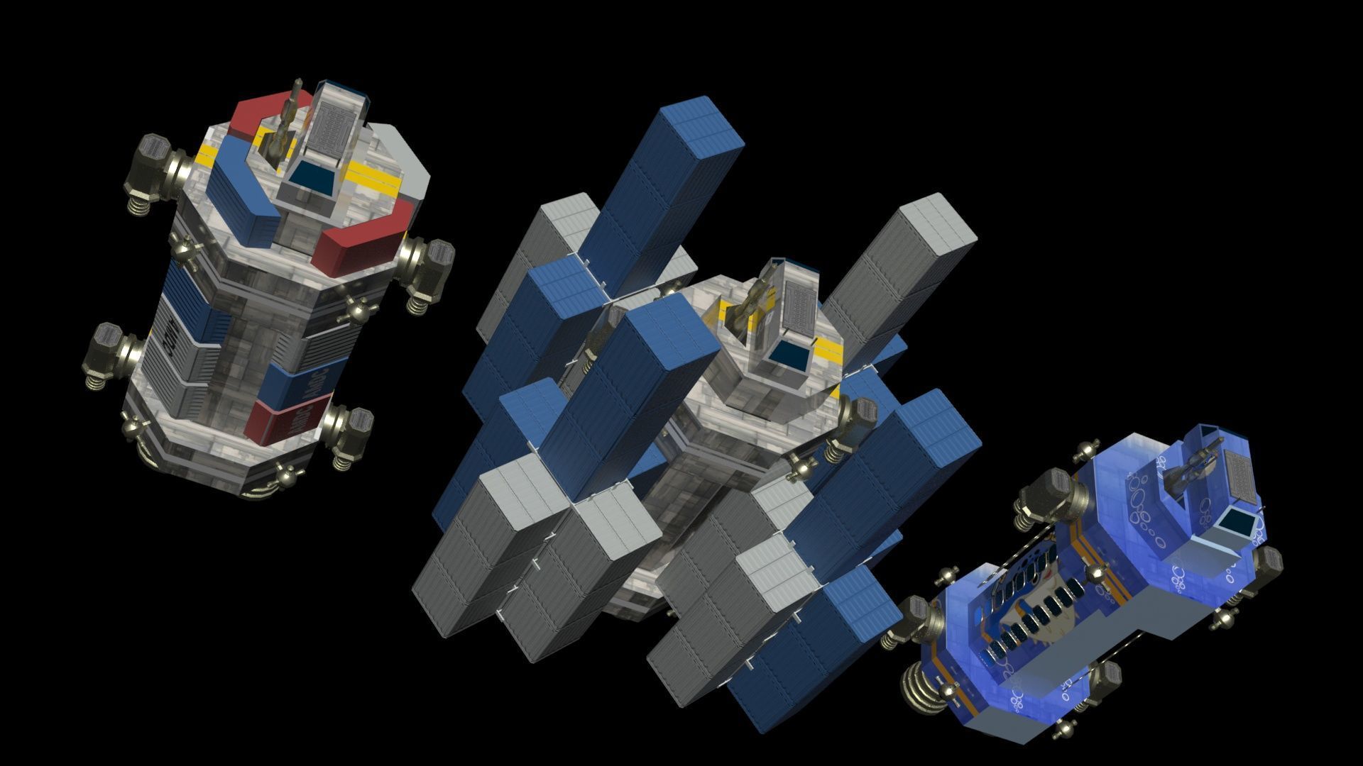 Space Freighter - Medium class range Low-poly 3D model_2