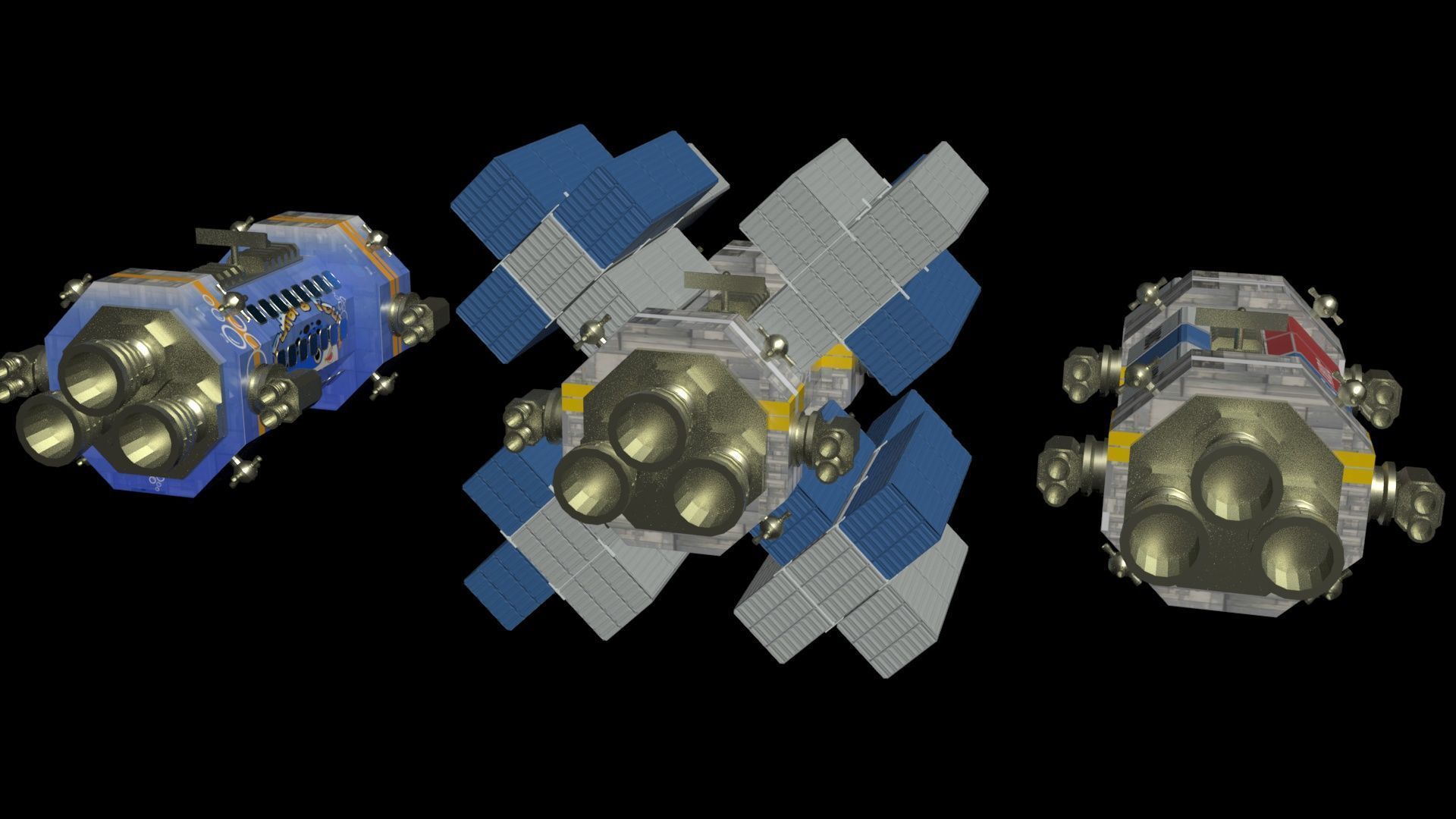 Space Freighter - Medium class range Low-poly 3D model_5