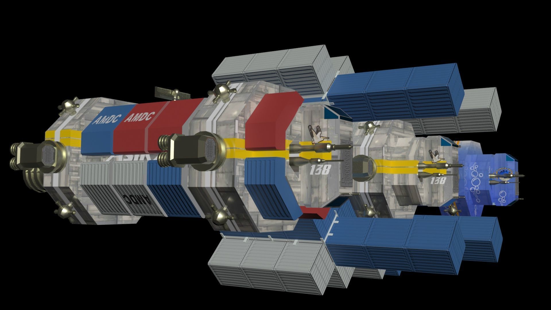 Space Freighter - Medium class range Low-poly 3D model_3