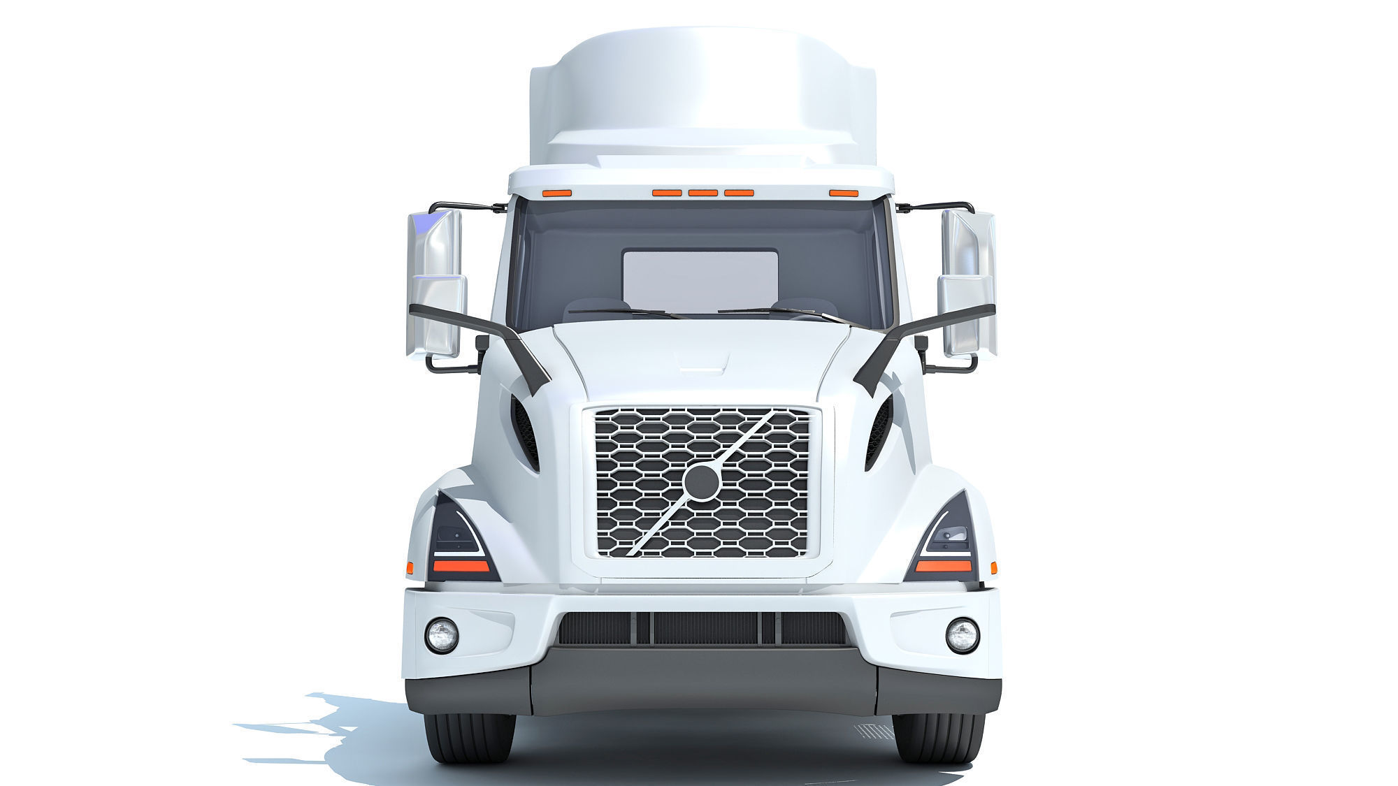 Semi Truck with Lowboy Trailer 3D model_10