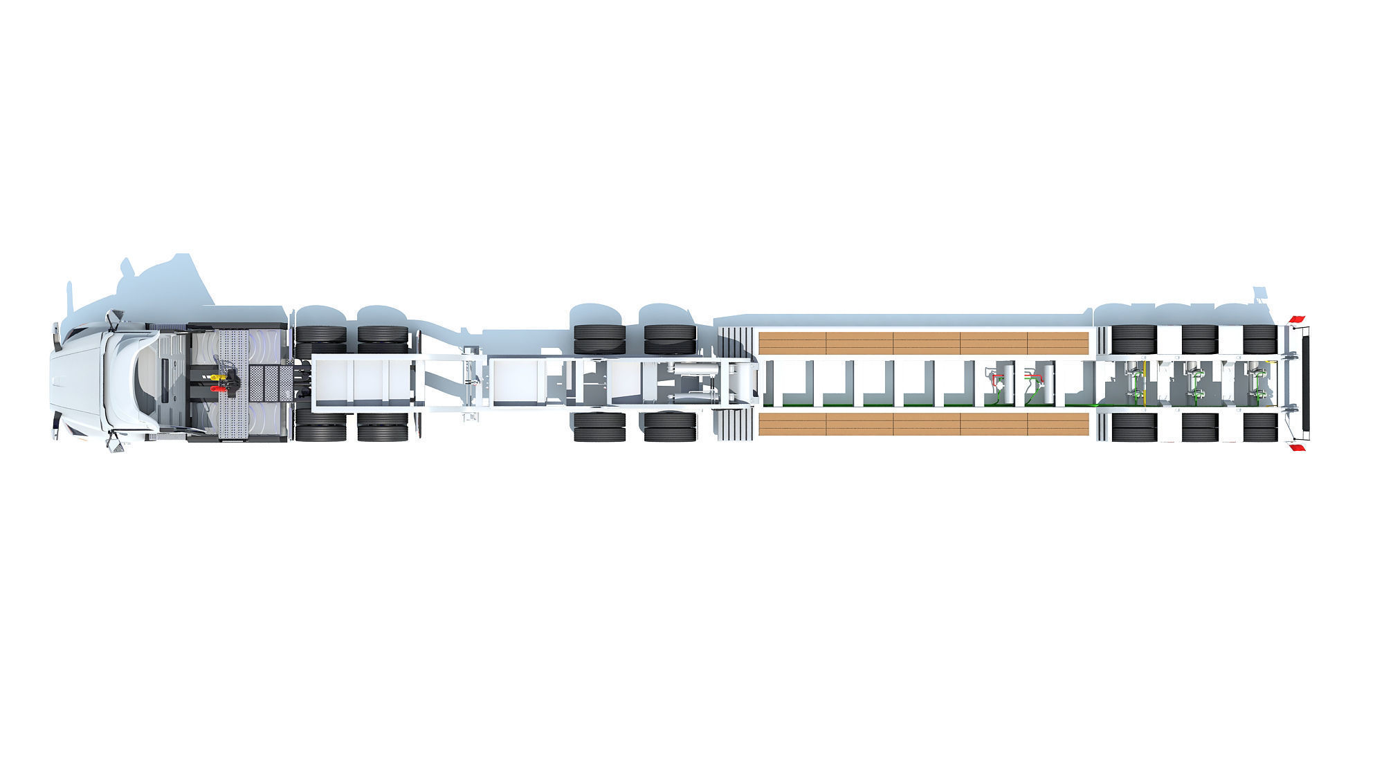 Semi Truck with Lowboy Trailer 3D model_11