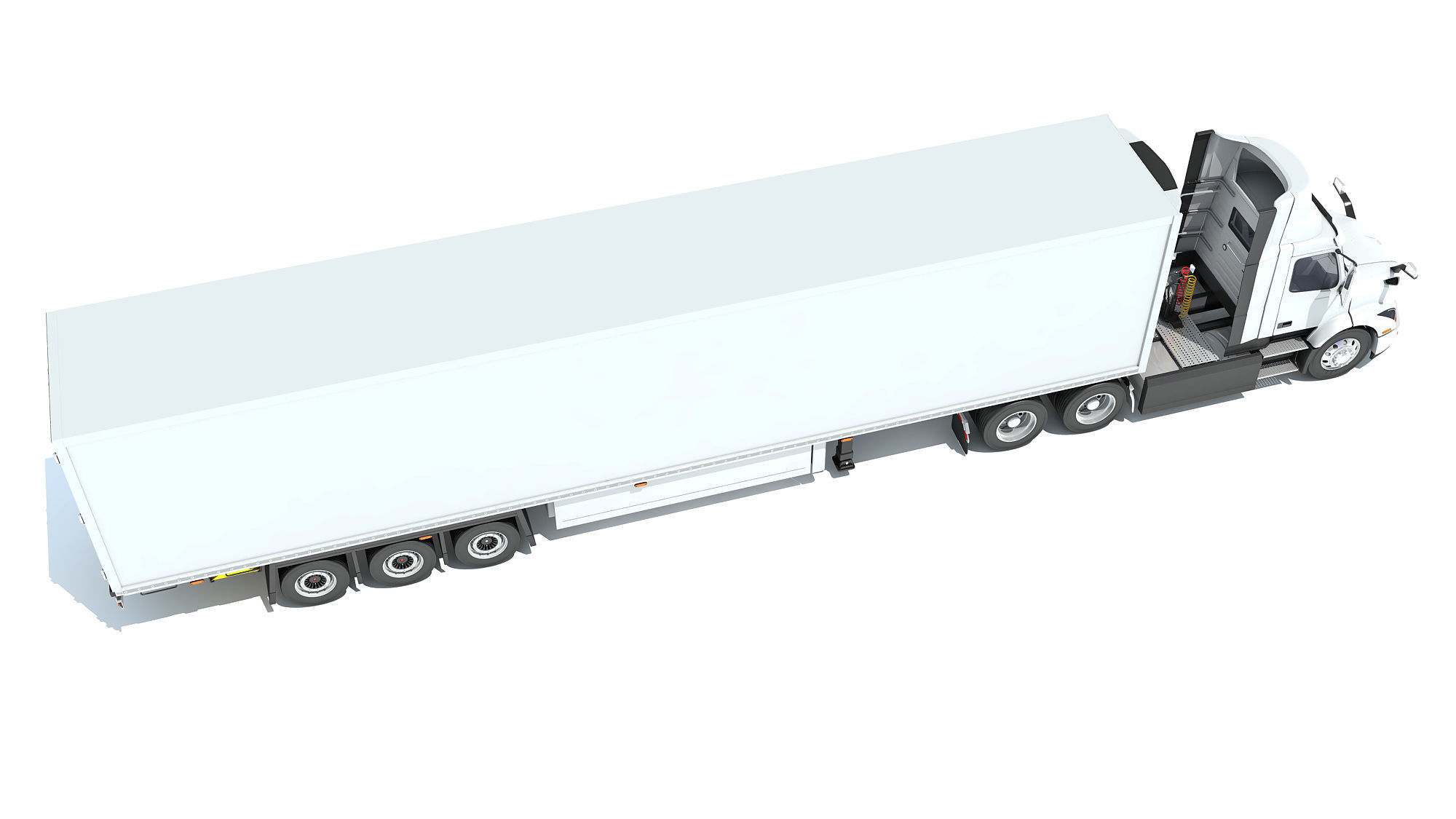 Semi Truck with Refrigerator Trailer 3D model_6