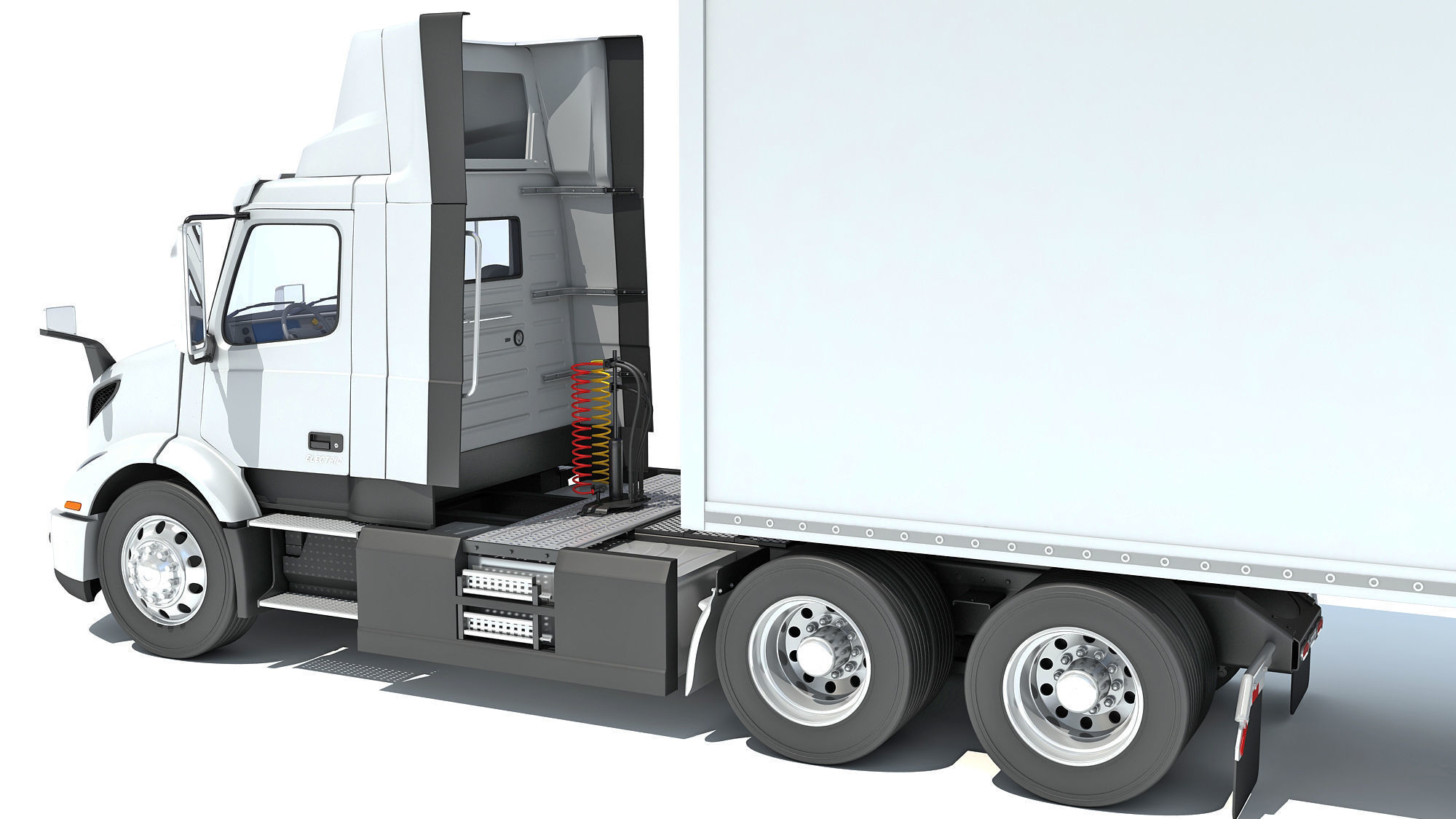Semi Truck with Refrigerator Trailer 3D model_13