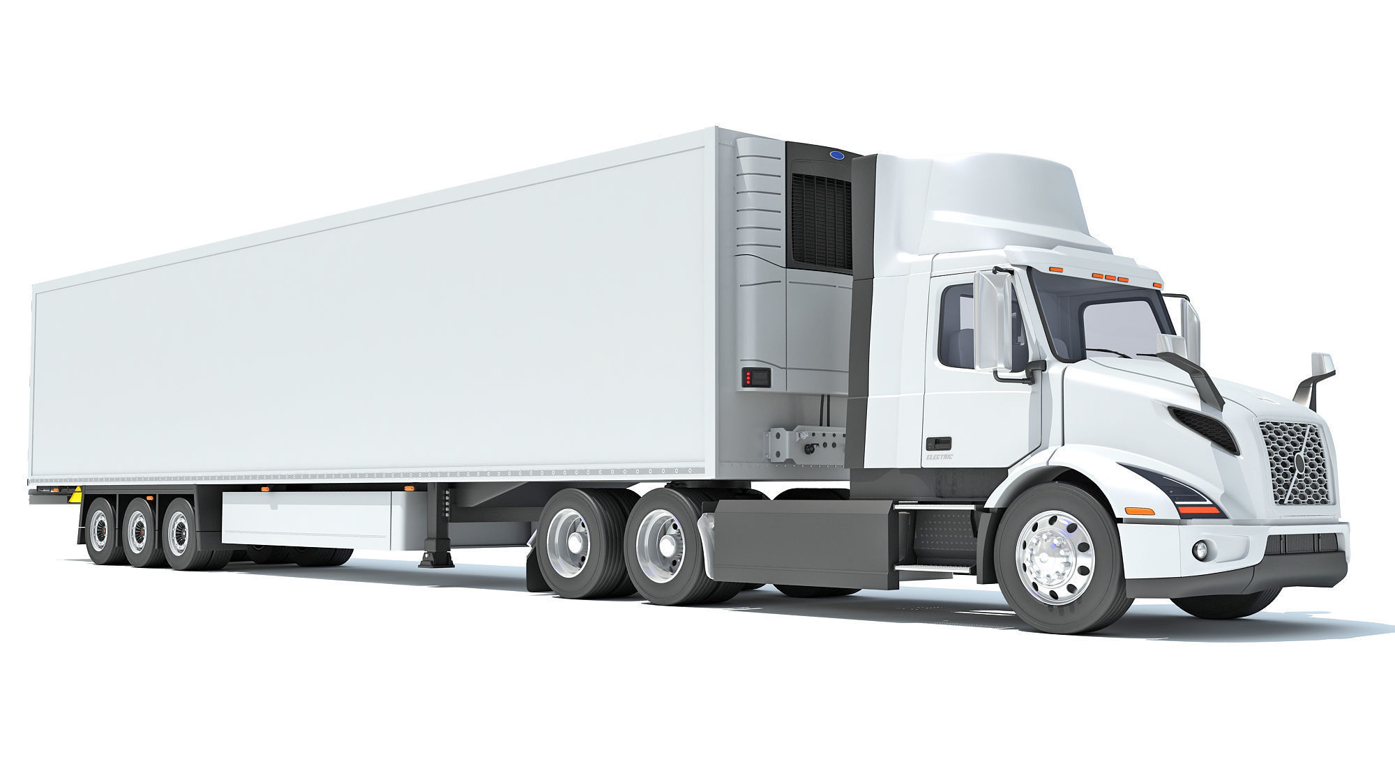 Semi Truck with Refrigerator Trailer 3D model_9