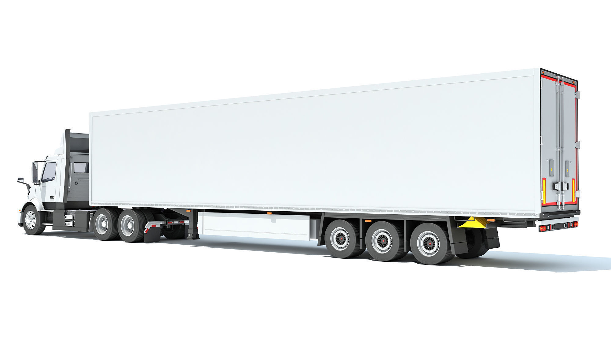 Semi Truck with Refrigerator Trailer 3D model_2