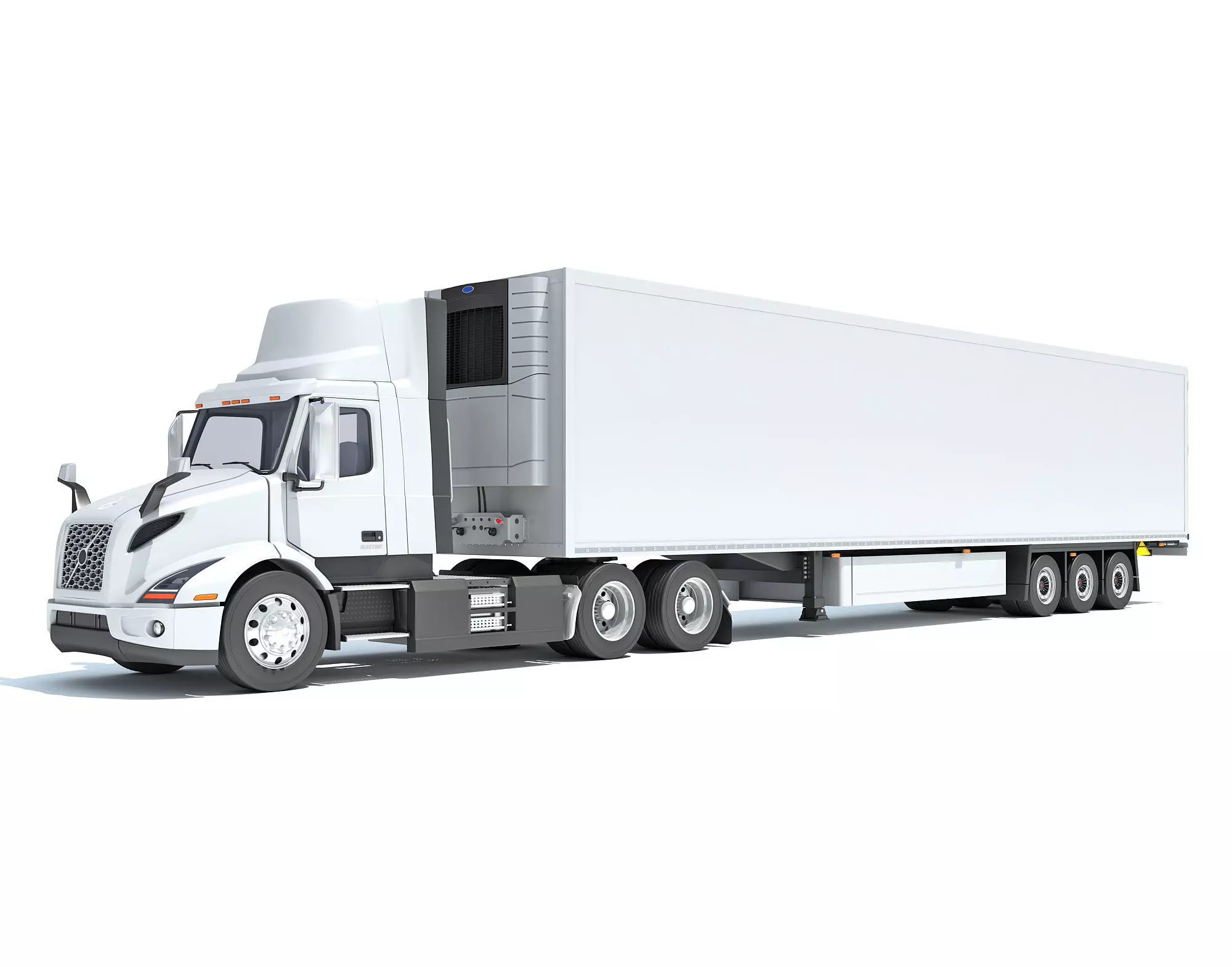 Semi Truck with Refrigerator Trailer 3D model_0