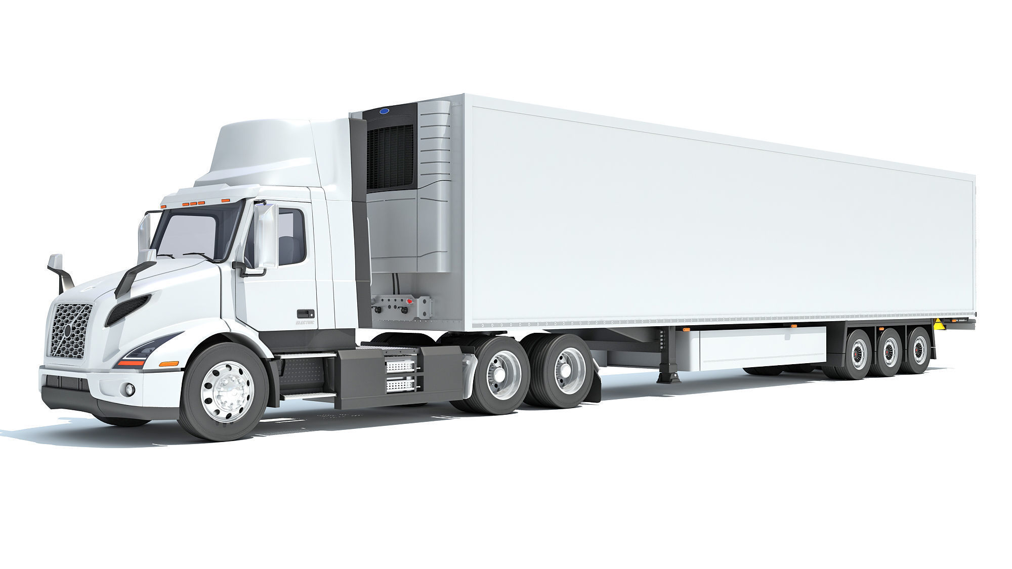 Semi Truck with Refrigerator Trailer 3D model_8