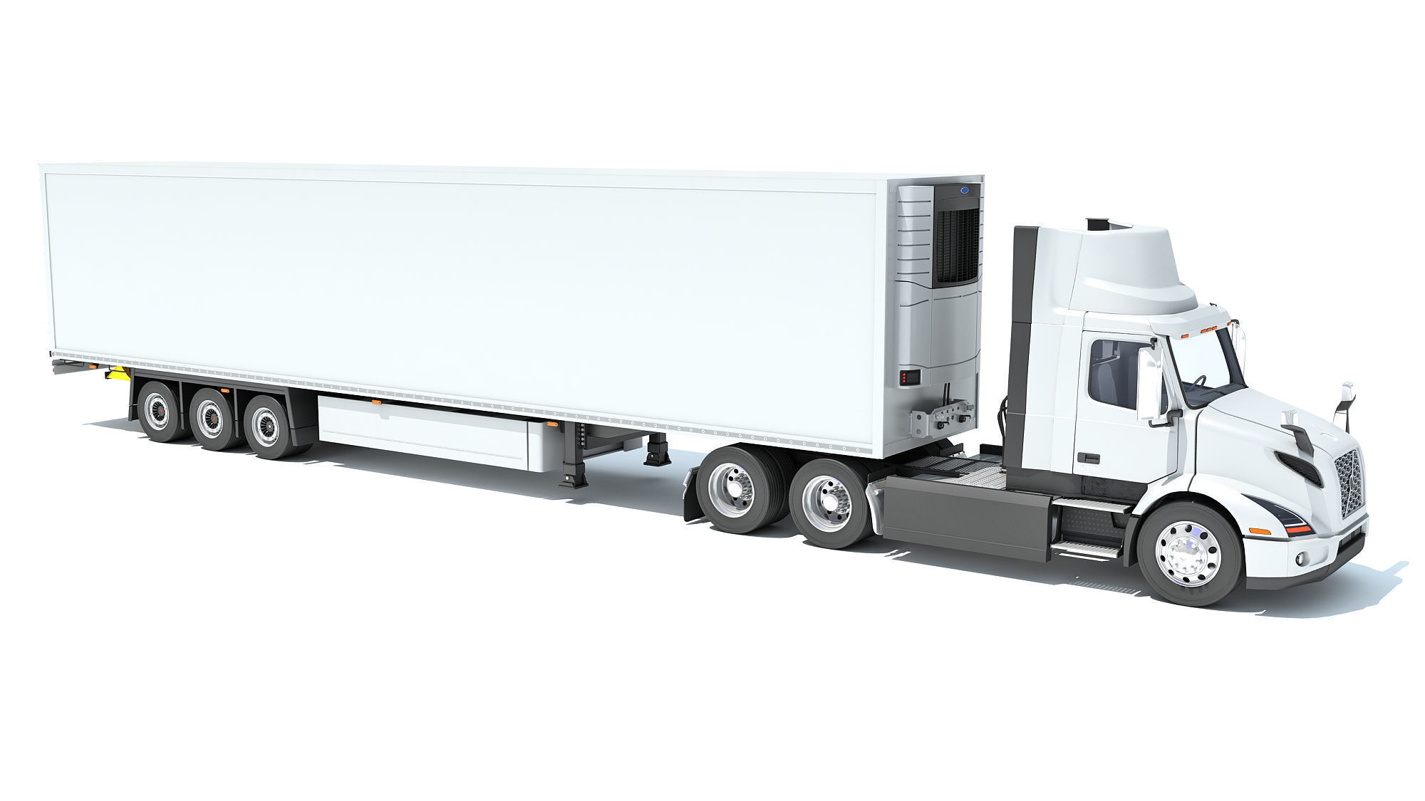 Semi Truck with Refrigerator Trailer 3D model_7