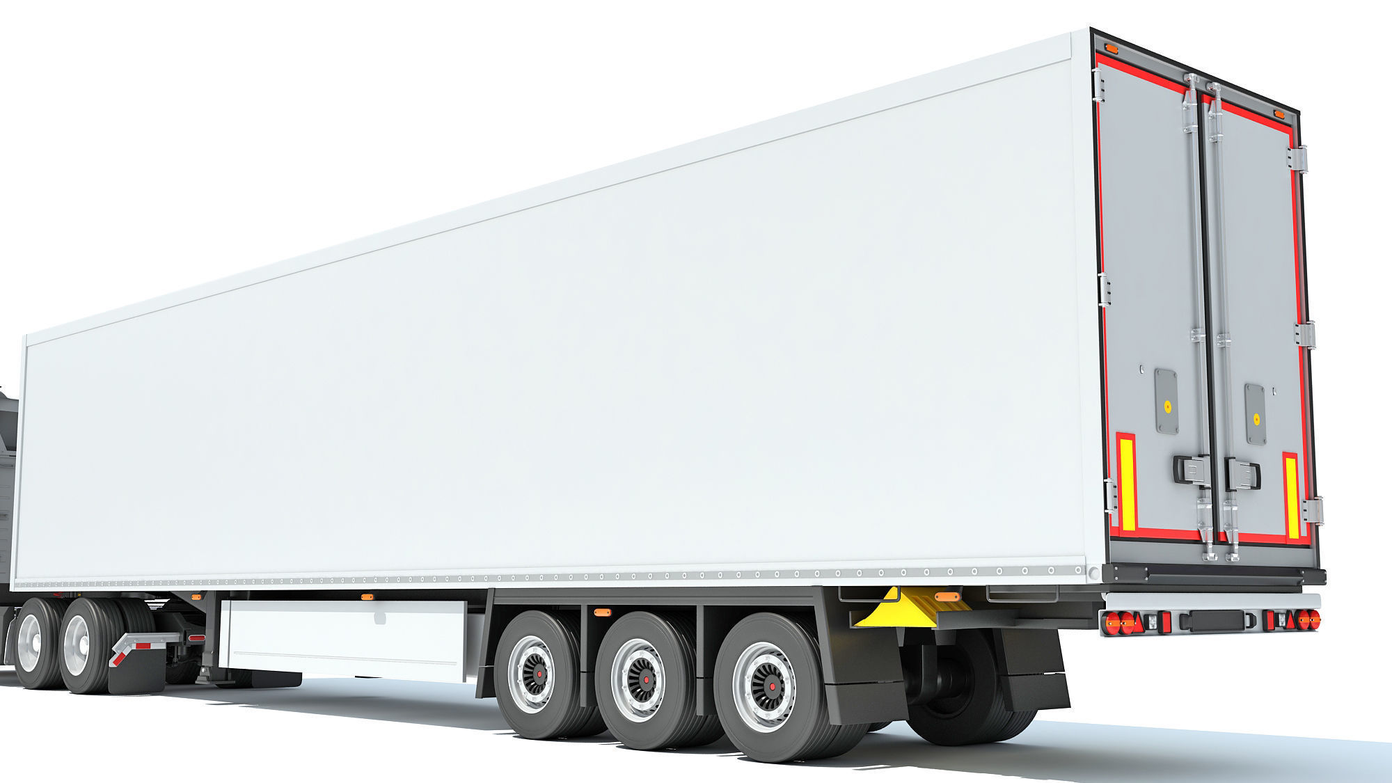 Semi Truck with Refrigerator Trailer 3D model_15