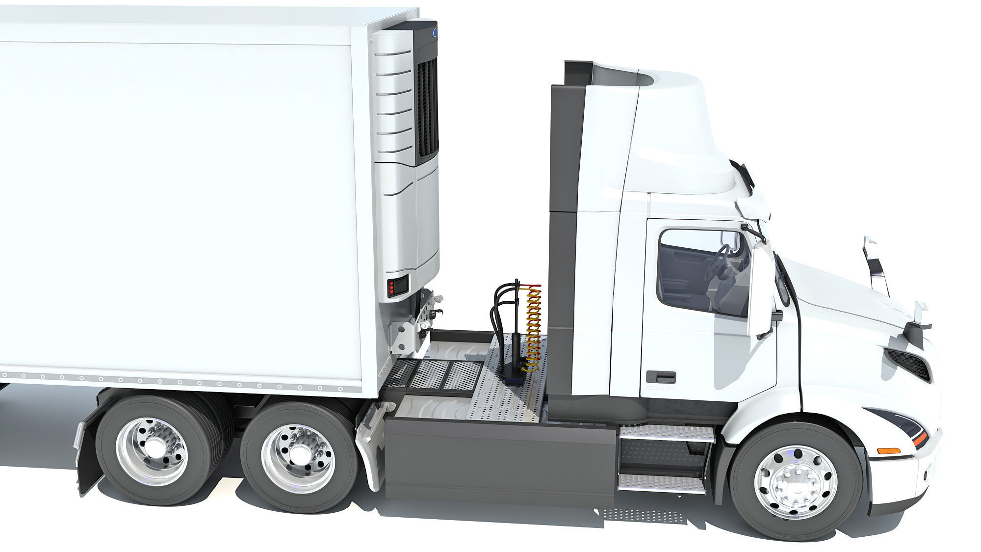Semi Truck with Refrigerator Trailer 3D model_14