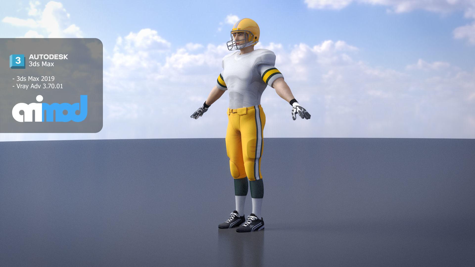 American Football Player 0001 3D model_2