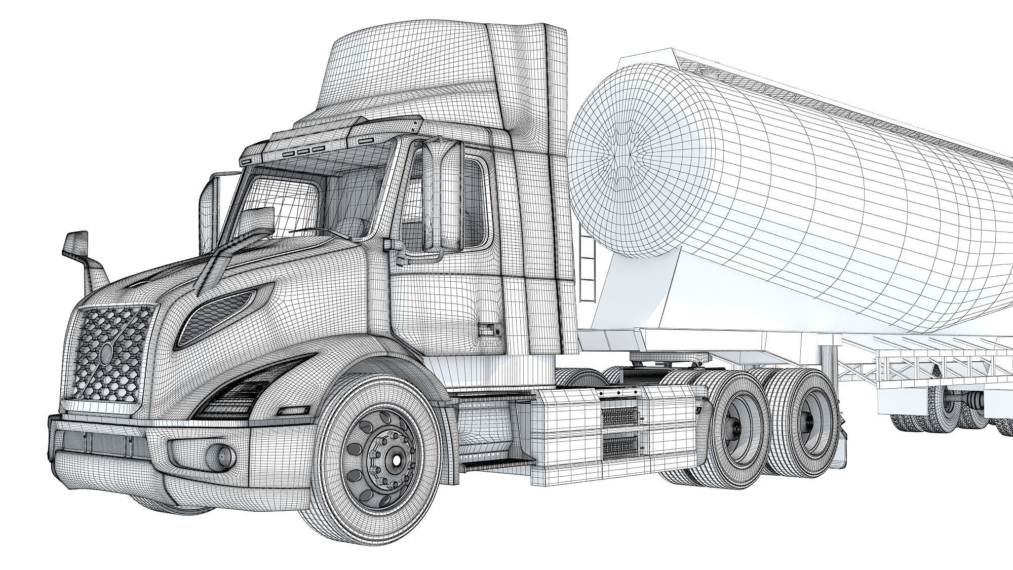 Semi Truck with Tank Trailer 3D model_20