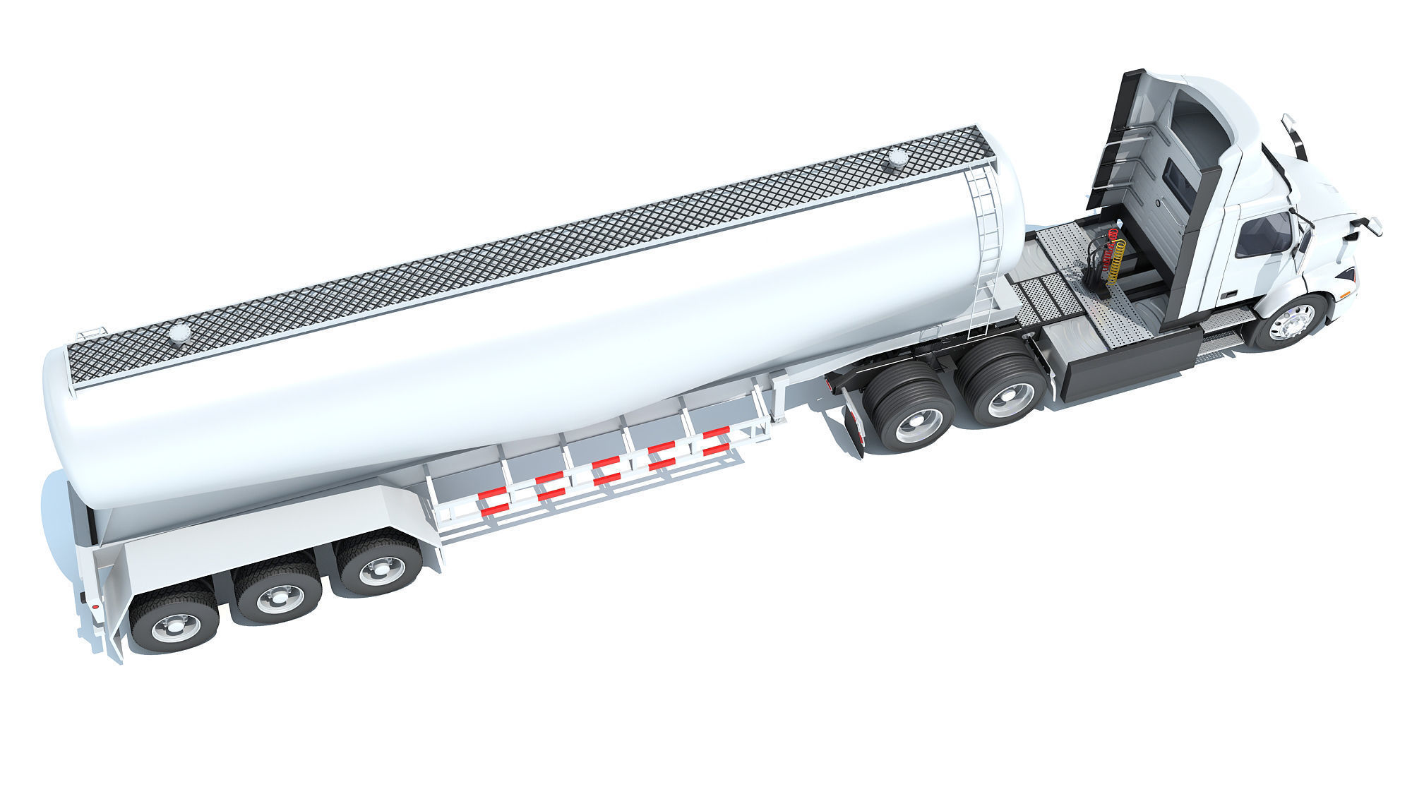 Semi Truck with Tank Trailer 3D model_6