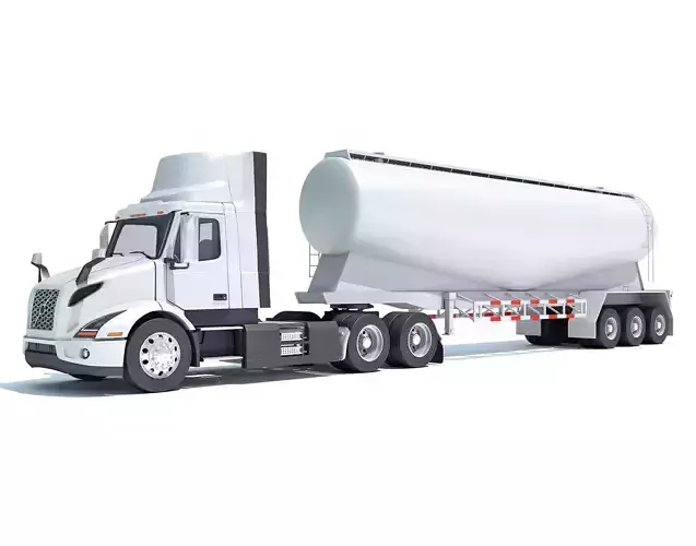 Semi Truck with Tank Trailer 3D model