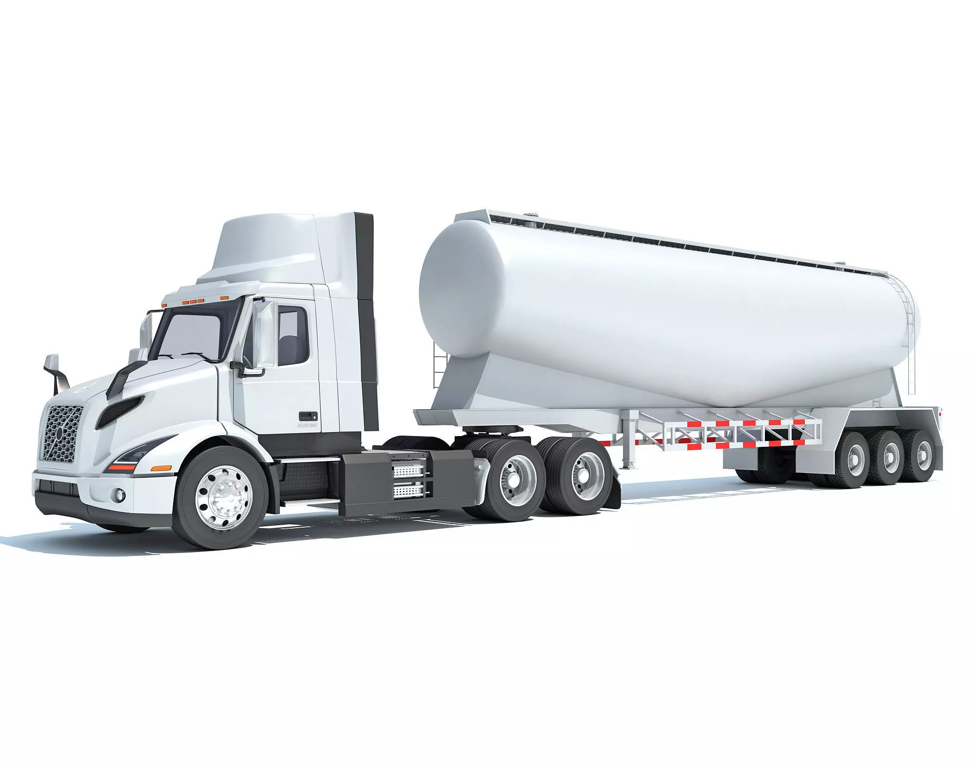 Semi Truck with Tank Trailer 3D model_0